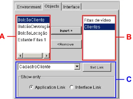 Figura 3-5. Associação dos objetos de uma interface a  links  de aplicação ou  links  de interface.