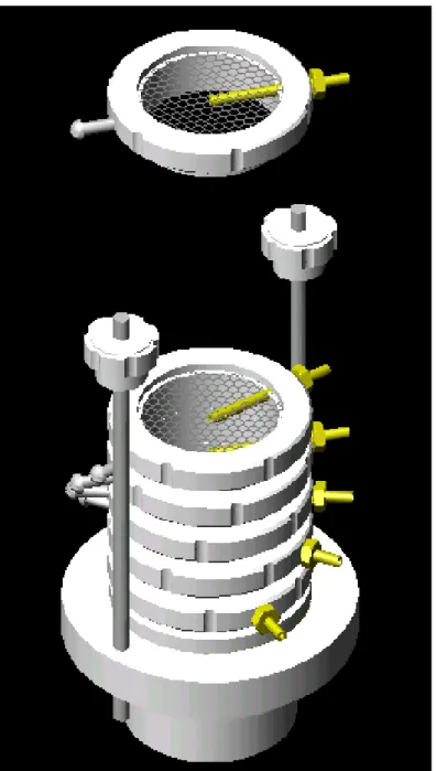 Figura 3.9  −  Esquema da célula de secagem com suporte para  acoplar à tubulação da unidade de secagem