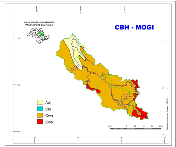 FIGURA 5.6 - Mapa da classificação climática da Bacia Hidrográfica do Mogi Guaçu. 