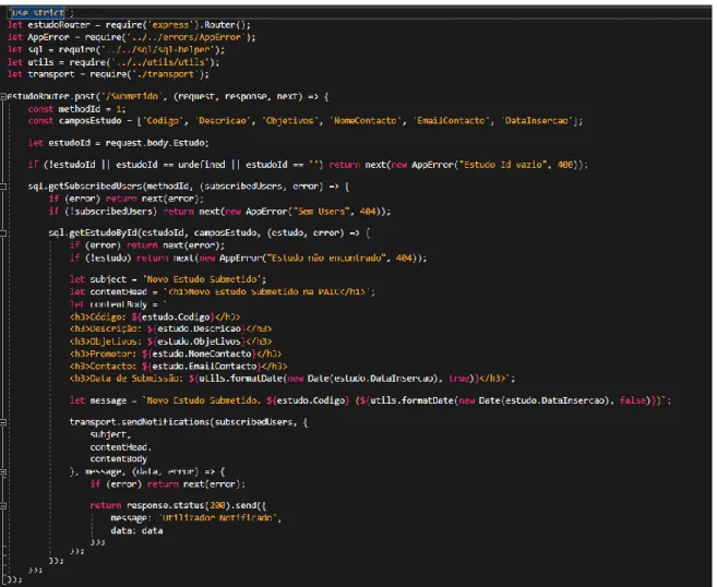 Figura 16 - Endpoint "Estudos" em Node.JS e Express 