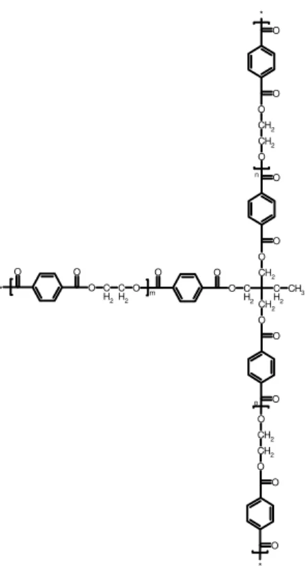 Figura 4.2. Representação esquemática de uma molécula de PET  ramificado. 