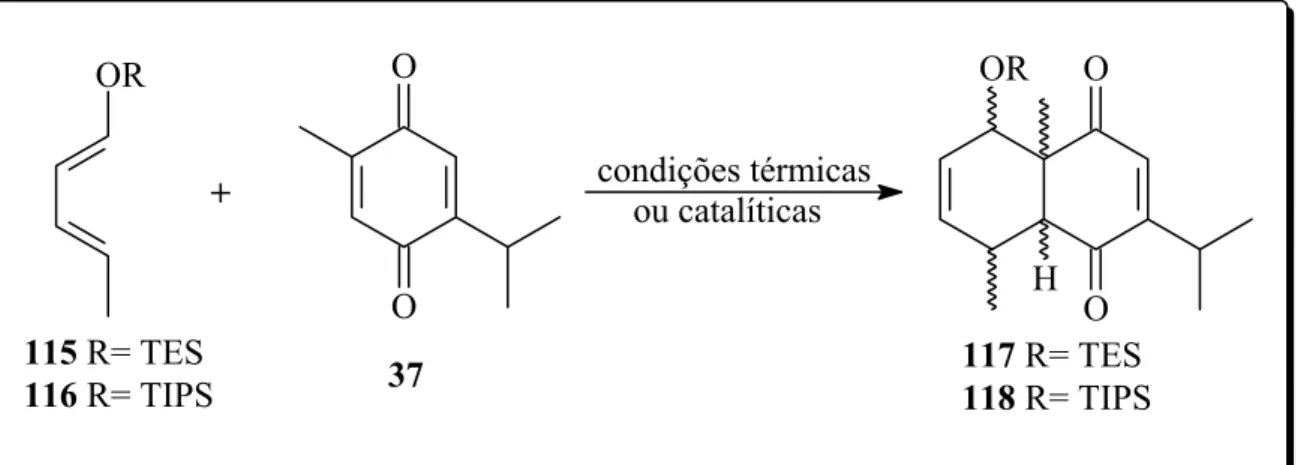 Tabela 3.3 – Estudo da Reação de Diels-Alder entre os compostos 115, 116 e 37 