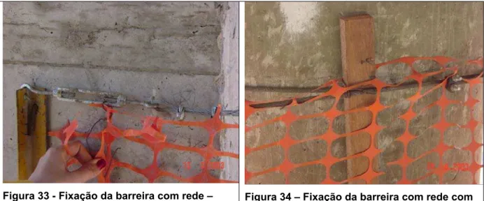 Figura 33 - Fixação da barreira com rede –  detalhe da cantoneira metálica 