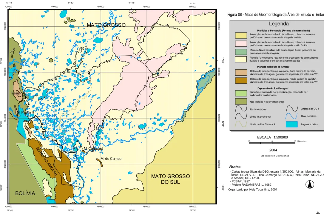 Figura 08 - Mapa de Geomorfologia da Área de Estudo e  Entorno