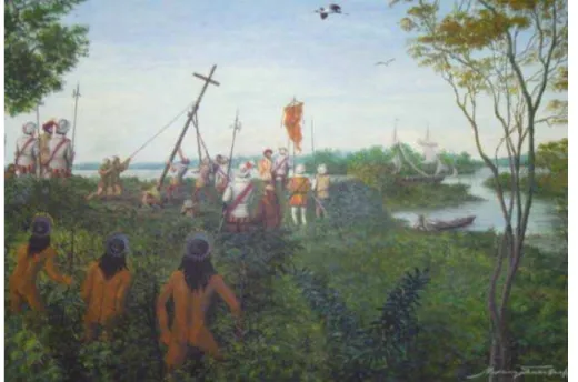 Figura 14- Ilustração da fundação de Puerto de Los Reyes em 1543, atual Baia Gaíva. 