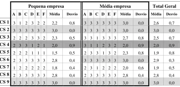 TABELA 5.1 : Média e desvio padrão dos Fatores críticos de Sucesso considerados pelos  fornecedores