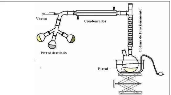 FIGURA 2.1: Desenho esquemático do sistema usado na destilação do pirrol. 