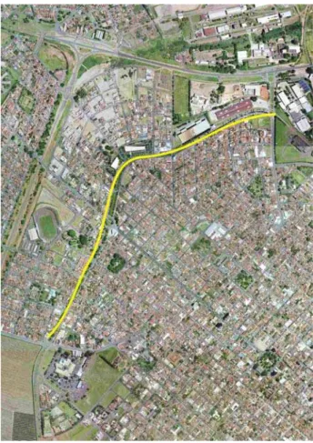Figura 20. Foto de satélite do traçado da Avenida Pedro Paschoal (em destaque amarelo)