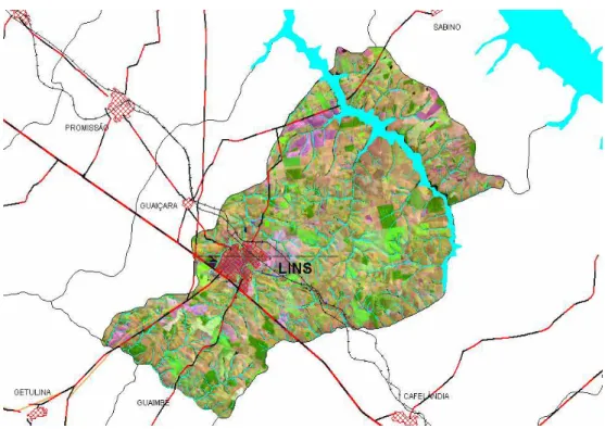 Figura 09 – Divisa Municipal da Cidade de Lins – Fonte: CTGEO (2005) 