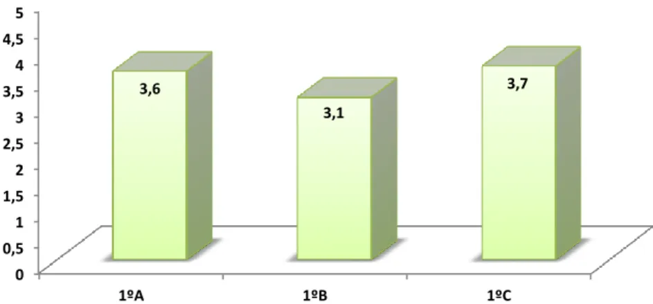 Figura 1 - Resultados da avaliação interna no final do 1.º ano - 2013/2014. 
