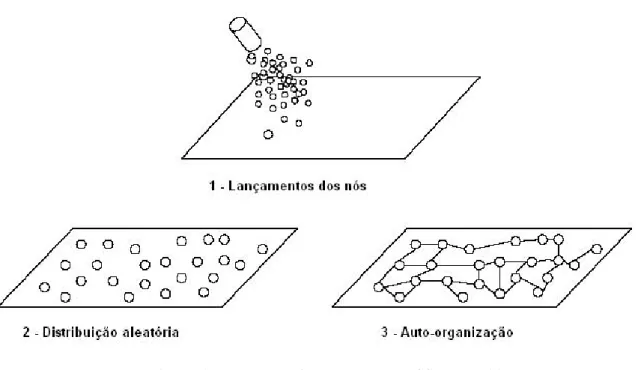 Figura 1: Auto-organização de uma RSSF [LIN 03] 