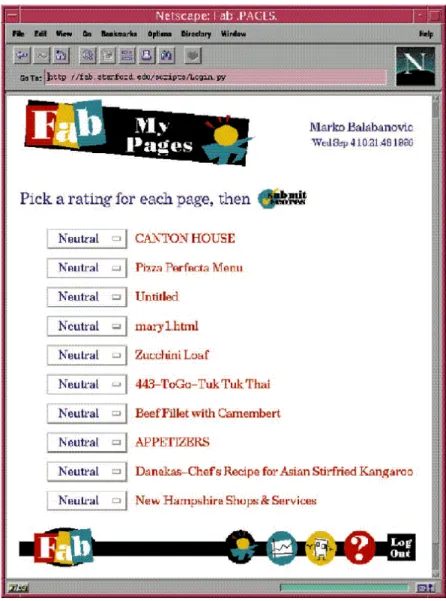 Figura 14 - Página do site FAB onde o usuário avalia páginas recomendadas 