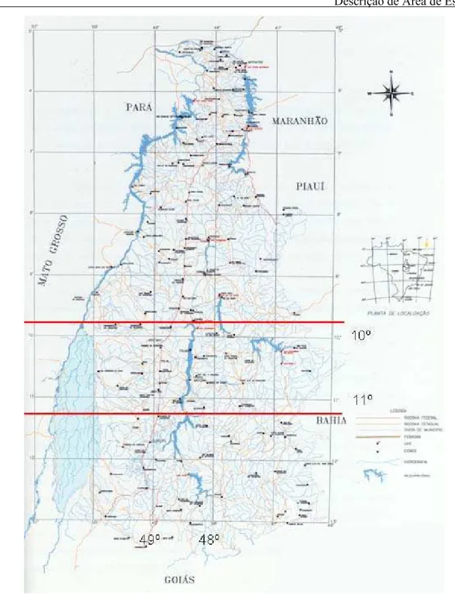 Fig  2. Mapa da Bacia Hidrográfica do Rio Tocantins com destaque ao Médio Tocantins entre os 