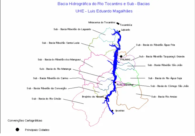 Fig 3. Sub bacias da bacia do Rio Tocantins. ( Fonte: IIE, 2003) 