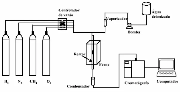 Figura 4.3: Esquema da linha de reação utilizada para testes catalíticos 