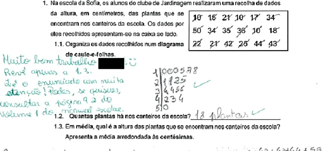 Figura 6. Exemplo de feedback escrito fornecido aos alunos 