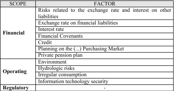 Table 4 – COMPANY B’s main risks/ Source: Company B’s internal documentation.