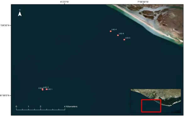 Figura 2.6: Localização geográfica dos lançamentos da Amostragem 2 (cortesia de Bentes, L