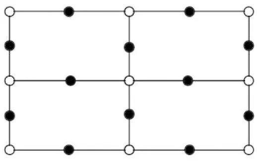 Figura 1.8: Rede Decorada. Os spins pretos são os decoradores.