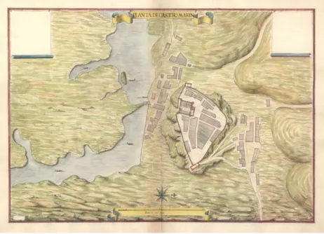 Figura 4 - Planta de Castro Marim, in Atlas do Marquês de Heliche, executada pelo pintor  italiano Leonardo Ferrari (1650/1655) Krigsarkivet (Arquivo Militar Sueco)