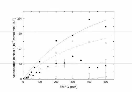 Figura 18  Variação da velocidade inicial (enzimática) de formação fenilglicina (dividida pela carga enzimática  E 0 )