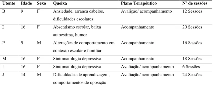 Tabela 3. Síntese dos acompanhamentos 