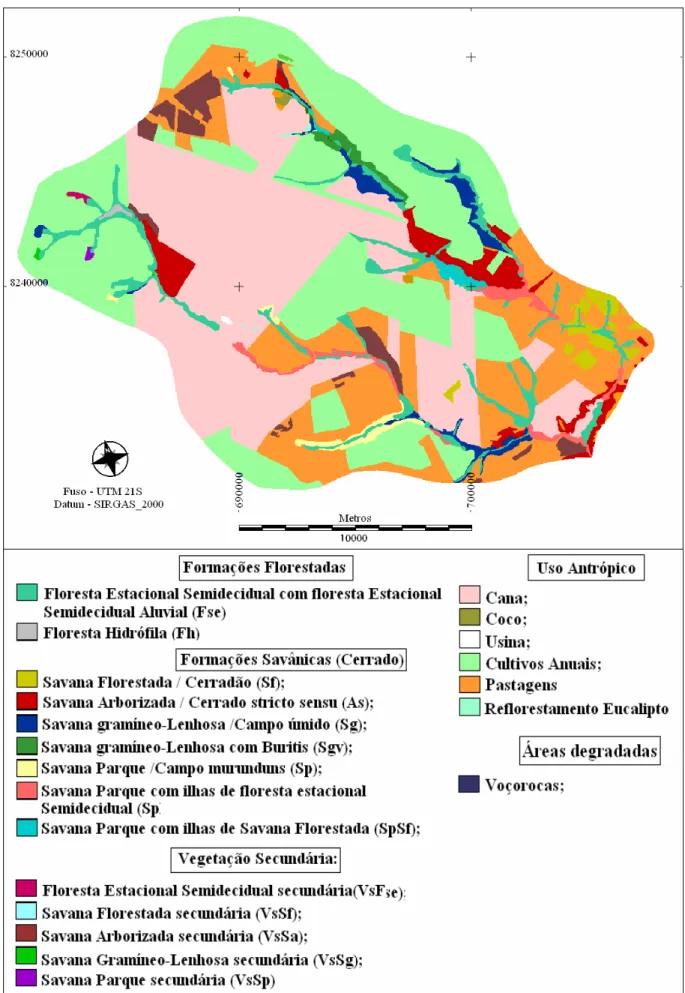 Figura 3.9 – Carta de vegetação e uso atual dos solos da BHTAM - Adaptado de Vasconcelos et al