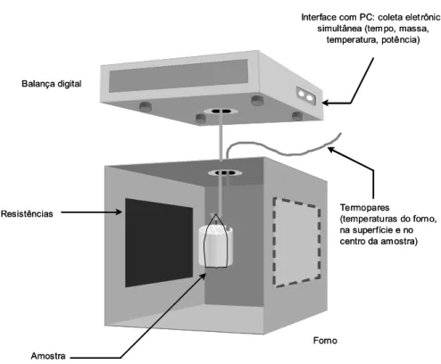 Figura 4.14: Esquema do equipamento de termogravimetria concebido no  Grupo de Engenharia de Microestrutura de Materiais (GEMM) da UFSCar