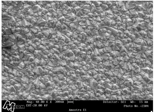 Figura 3 - Micrografia de MEV da superfície de um eletrodo de DDB (800  ppm) como recebido