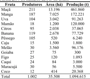 Tabela 2.1 : Os números da PIF no Brasil 