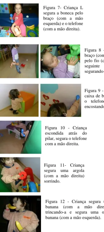 Figura  8  -  Criança  segura  a  boneca  pelo  braço (com a mão esquerda) e ainda o avião  pelo  fio  (com  a  mão  direita)