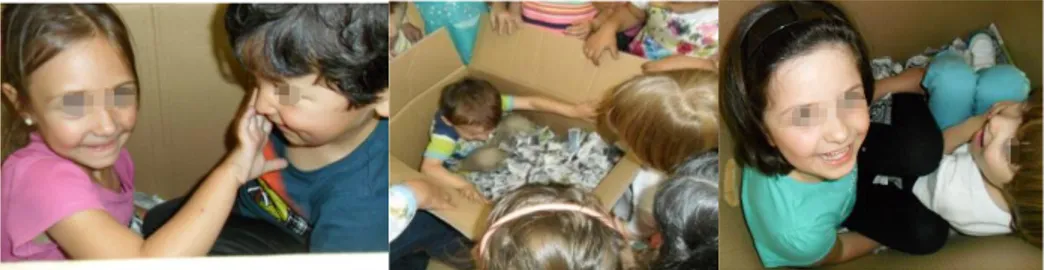 Figura 27 - Momento em que as crianças estão escondidas numa caixa de cartão.