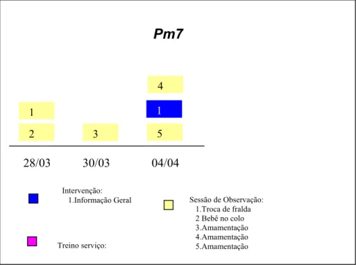 Figura 1. Representação gráfica da distribuição das condições a que a participante Pm7  foi exposta no estudo