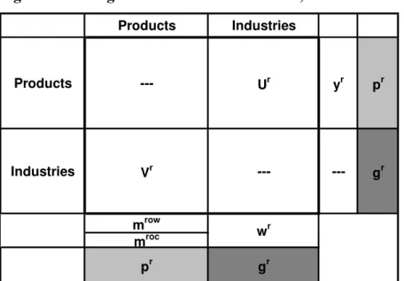 Figure 1. 5 – Regional Make and Use matrix, with total flows. 