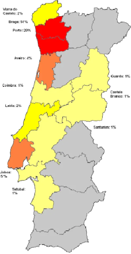 Figura 11 - Fonte: EUROSTAT (2010) – Distribuição Geográfica Nacional. 