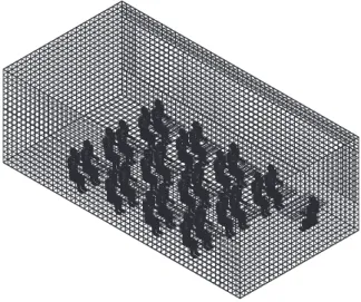 Fig. 3. Scheme of the grid generation around the occupants and surrounding surfaces.