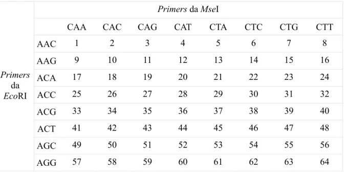 Tabela 2 - Identificação das combinações dos primers, segundo Kocher et al., (1998). 