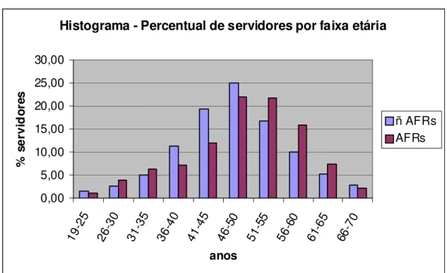 FIGURA 3.9 – Histograma de distribuição de servidores por faixa etária 