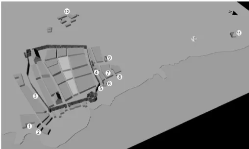 Fig. 3 - Reconstituição hipotética da vila de Lagos no reinado de D. Manuel I   (desenho da autora, sem escala)