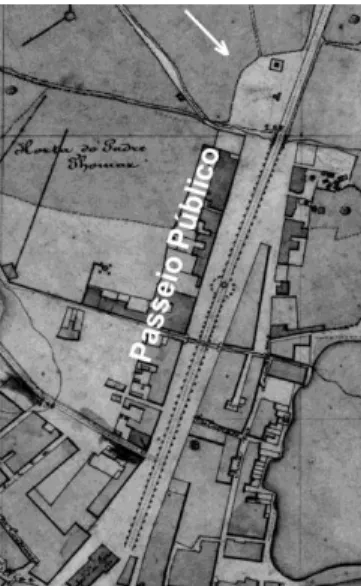 Figura 28 - Identificação do Passeio Público no mapa de 1871/3. (mapa 1871/3, I.G.P.) 