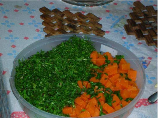 Figura 12. Salada preparada com os produtos colhidos na horta da  Narradora 2 em janeiro de 2007