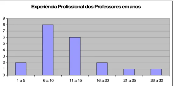 Gráfico 2: Tempo de Experiência Profissional dos Professores Participantes da Pesquisa
