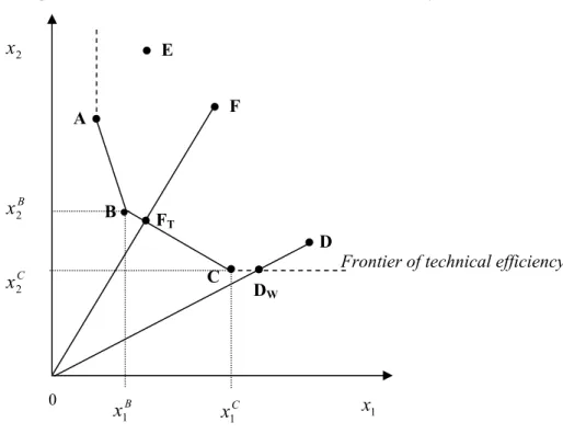 Figure 2.1: The measurement of technical efficiency 