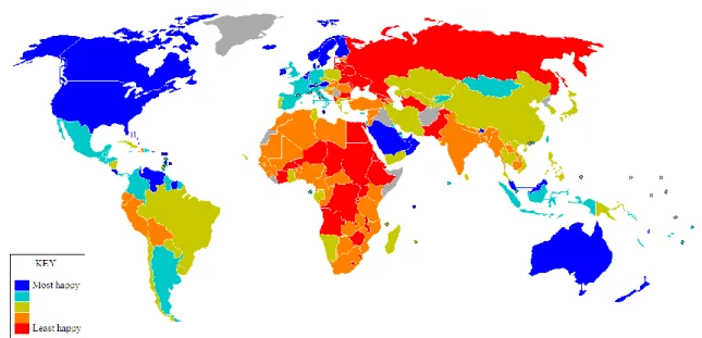 Figure 2. Level of happiness, measure by the Happiness Index, 2018 