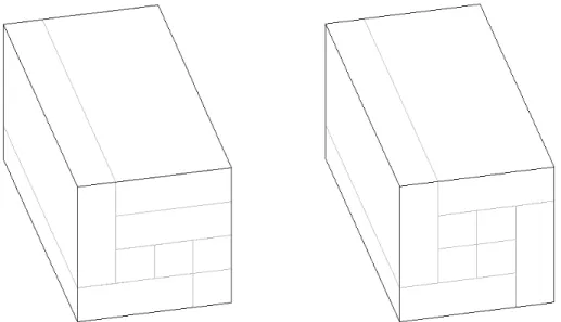 Figura 13. Exemplos de caixas formando um padrão guilhotinado e não-guilhotinado. 