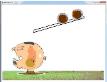 Figura 3. Simulação da animação mostrada na tela do computador pelo software ao apresentar uma das  conseqüências para respostas corretas