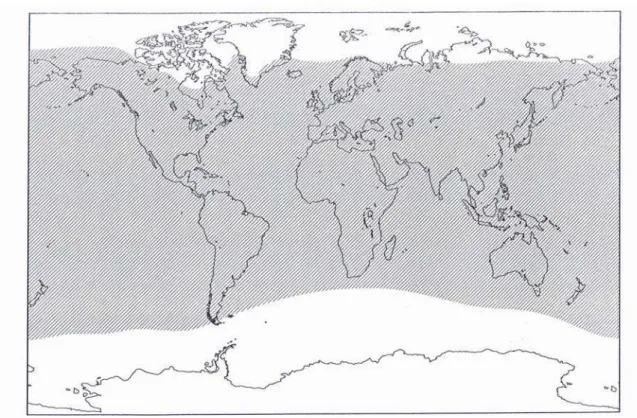 Figura 1 - Distribuição geográfica de Orchidaceae, hachureado (Dressler 1981-  Modificado)