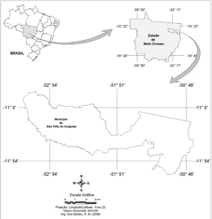Figura 1.  Localização geográfica do Município de São Félix do Araguaia – MT. 