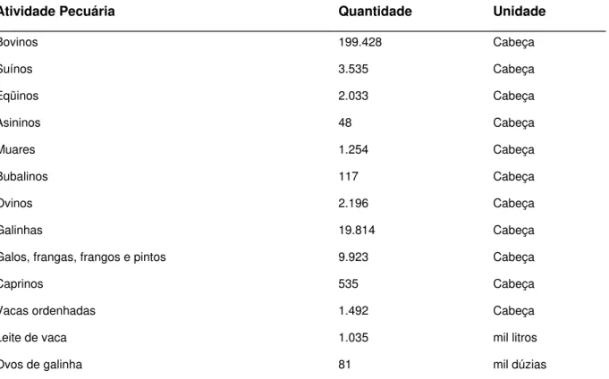 Tabela 2.  Produção Agropecuária do Município de São Félix do Araguaia, MT. 