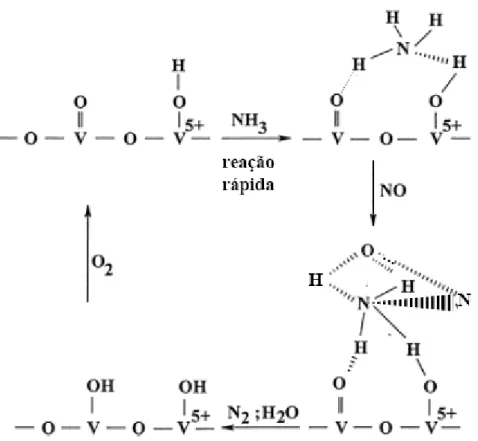 Figura 2.4. Mecanismo Eley-Rideal para a redução de NO com NH 3  [1].  